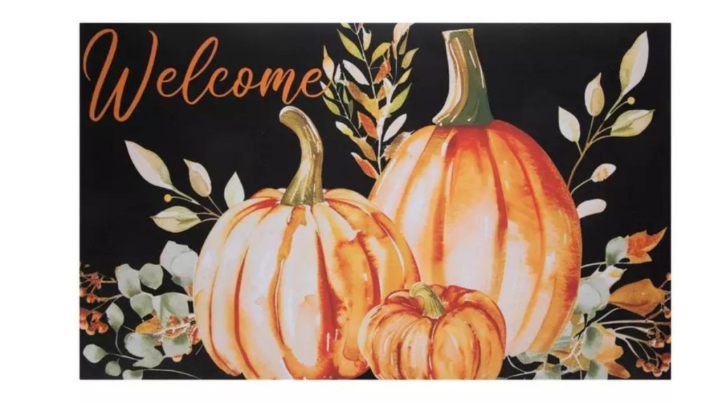 A pumpkin welcome mat