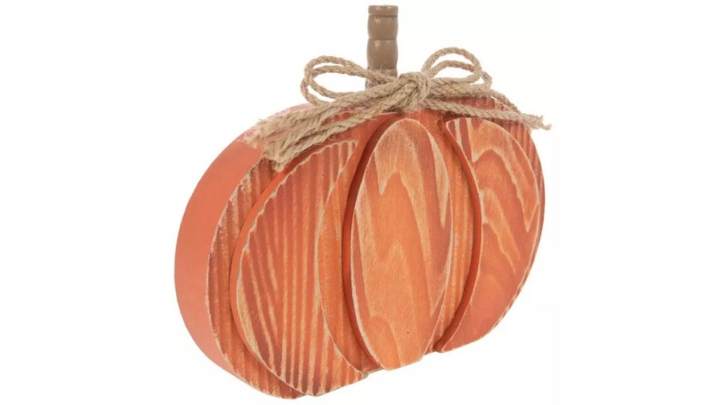 An orange wooden pumpkin