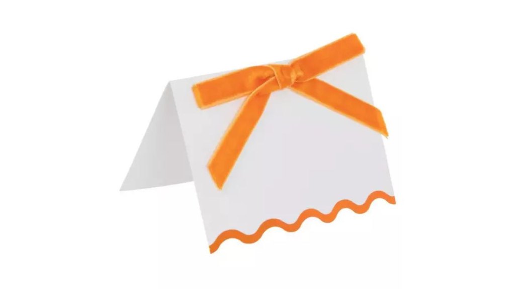 Orange Velvet Bow Place Cards
