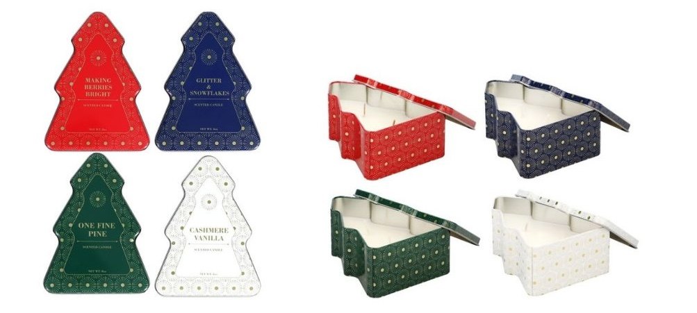 Dollar Tree tree-shaped candle tins