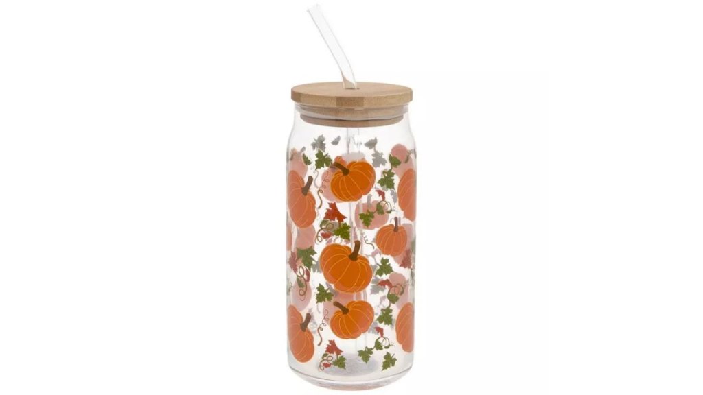 Pumpkin and leaves glass