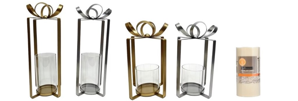 Dollar Tree bow-topped lantern candles