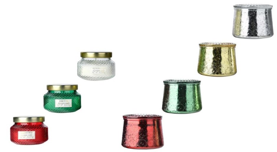 Dollar Tree's two collections of scented holiday jar candles