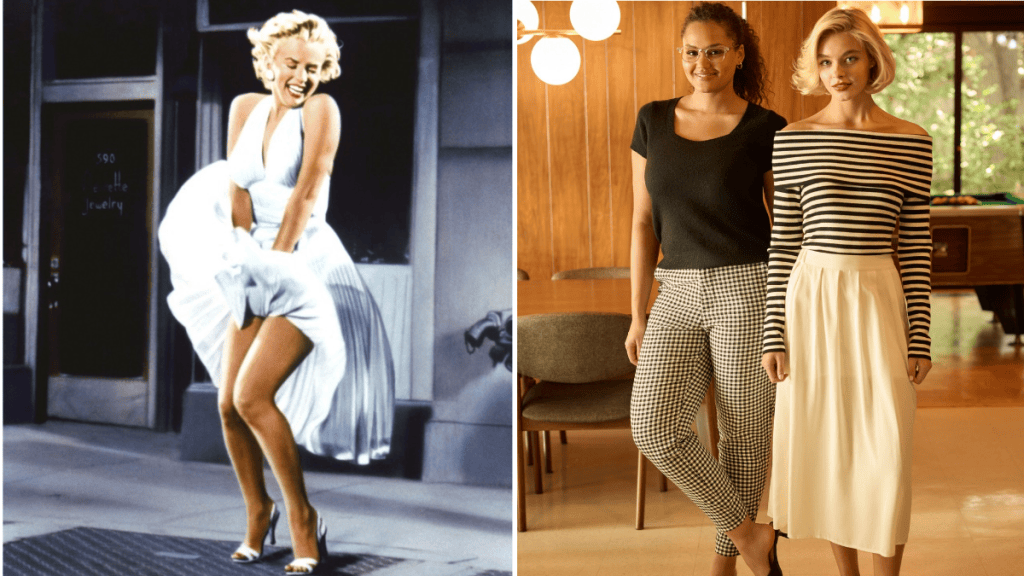 Marilyn Monroe in The Seven Year Itch, 1955 ; Styles from the MM100 Collection from JCPenney