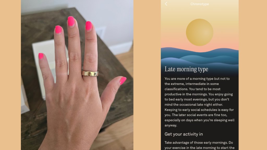 Oura Ring 5 (left), sleep chronotype (right)